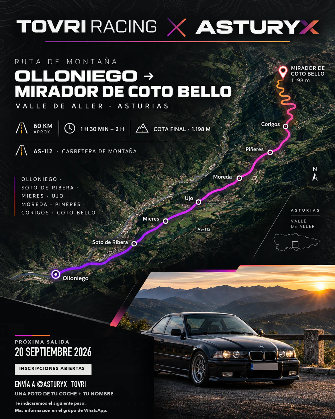 Cartel oficial de la Ruta Coto Bello del 20 de septiembre