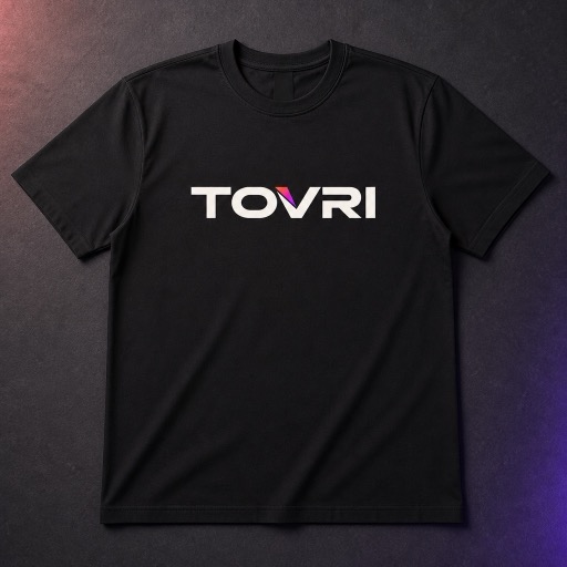 Recreación fotorrealista conceptual de una camiseta de merchandising TOVRI