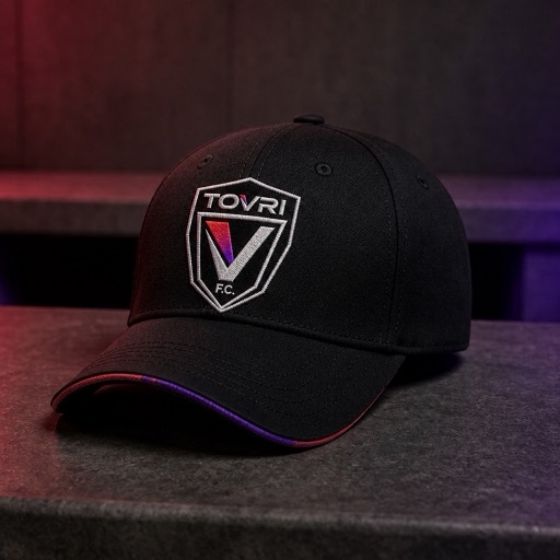Recreación fotorrealista conceptual de una gorra bordada TOVRI FC
