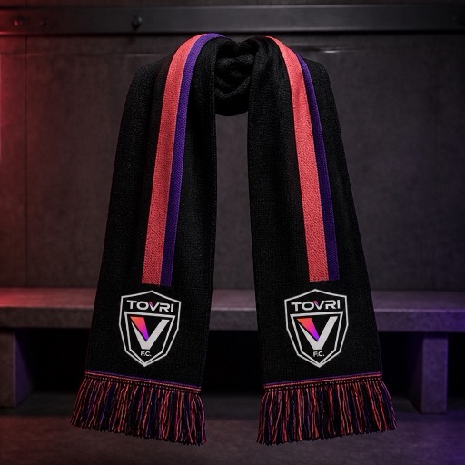 Recreación fotorrealista conceptual de una bufanda de afición TOVRI FC